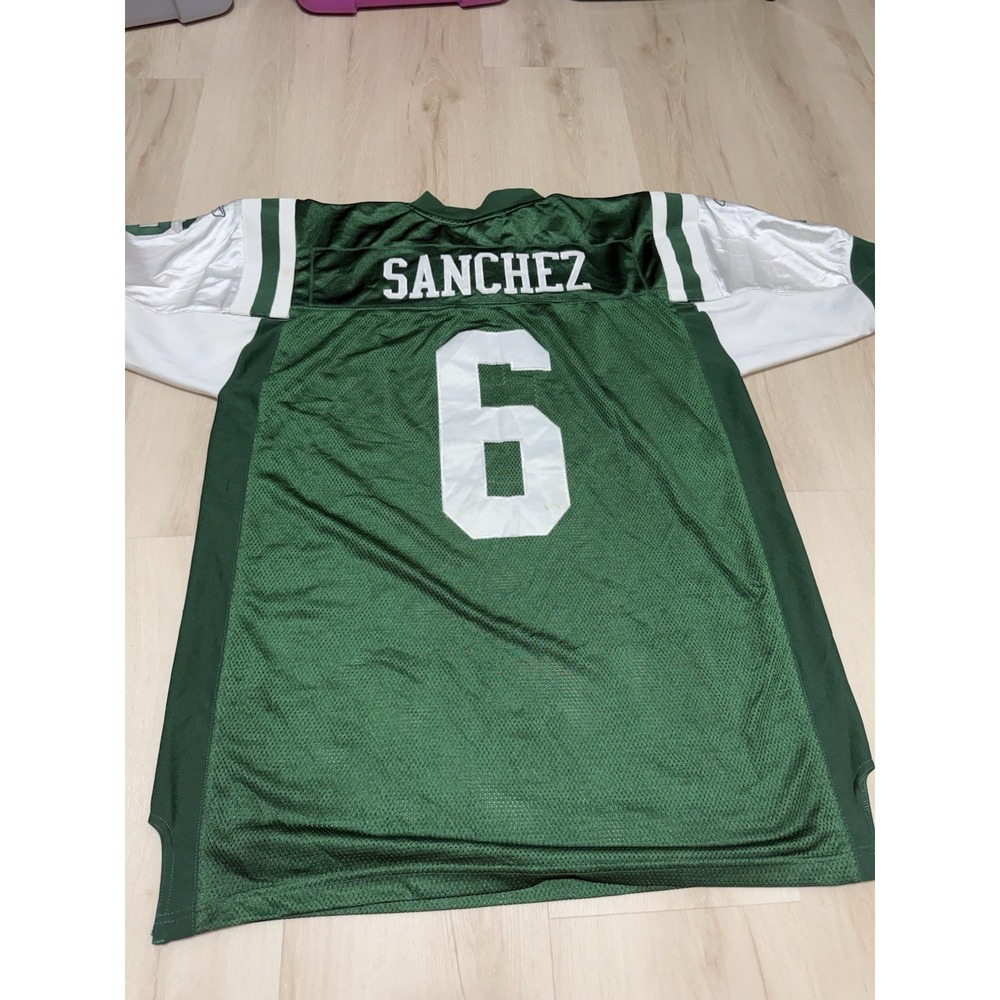 Reebok Mark Sanchez #6 New York Jets NFL Jersey Men's Size 52 2XL Green/White - Picture 9 of 9
